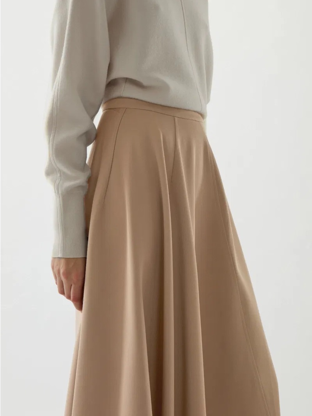 COS Asymmetric Organic Cotton A-line Skirt (Beige) - Picture 8 of 11
